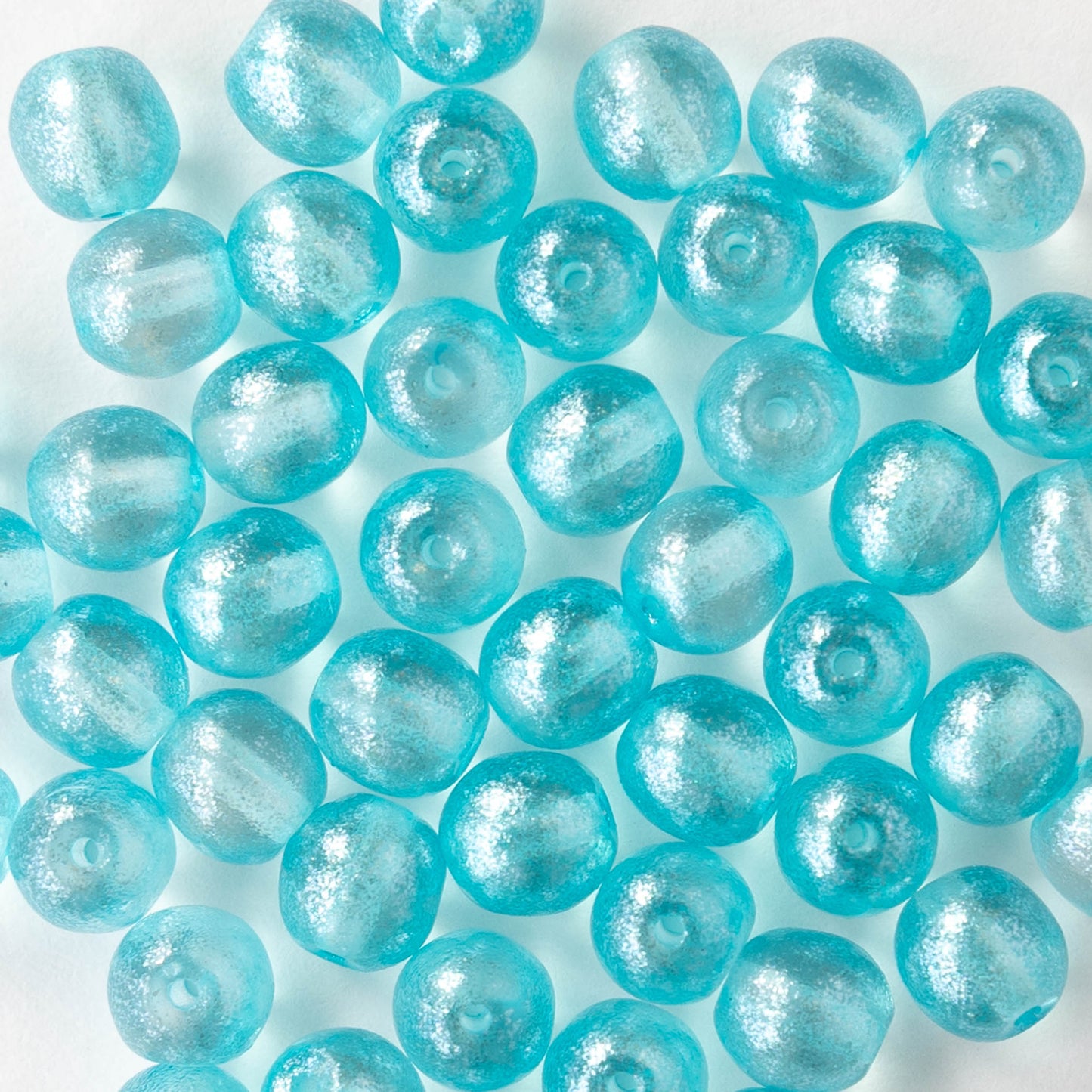 6mm Round Glass Beads - Seafoam Luster - 40 Beads