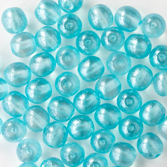 6mm Round Glass Beads - Seafoam Luster - 40 Beads
