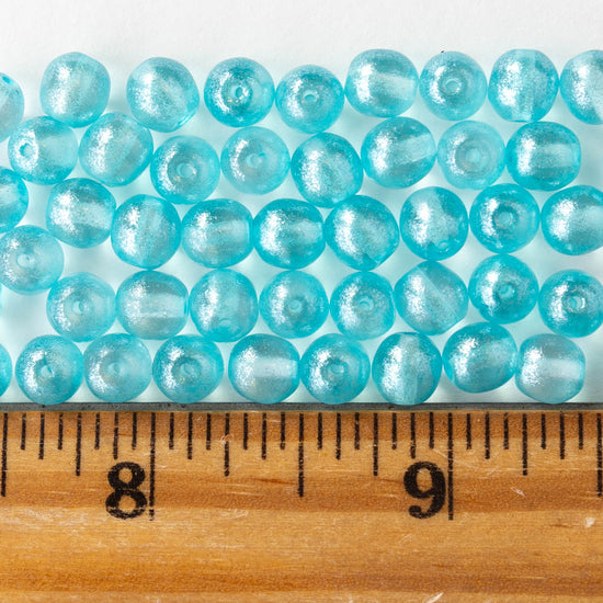 6mm Round Glass Beads - Seafoam Luster - 40 Beads