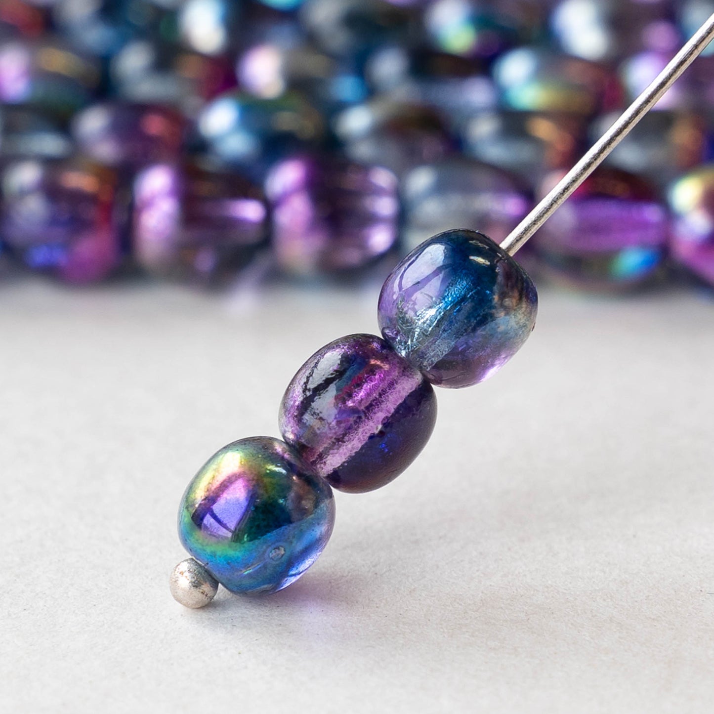 6mm Round Glass Beads - Blueberry Mix - 25 Beads