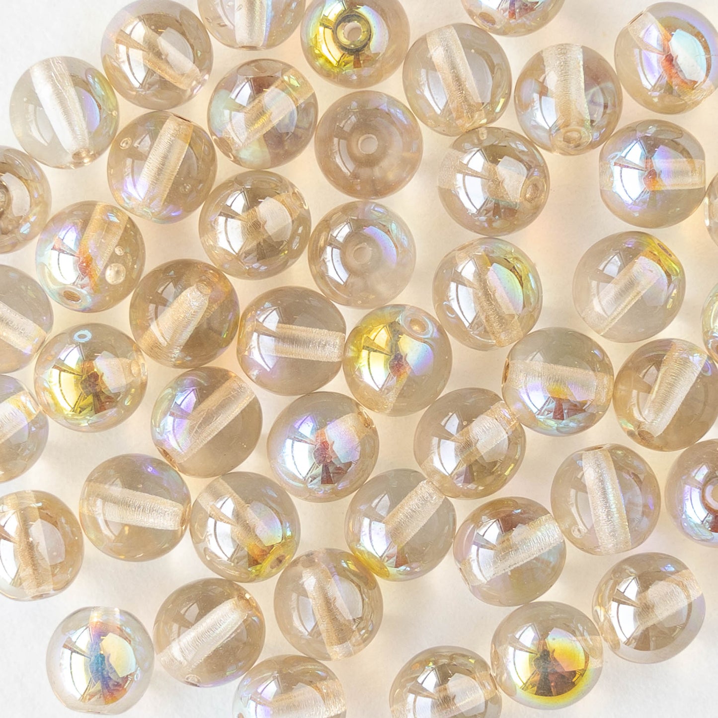 6mm Round Glass Beads - Crystal Lemon Rainbow - 50 or 100 beads