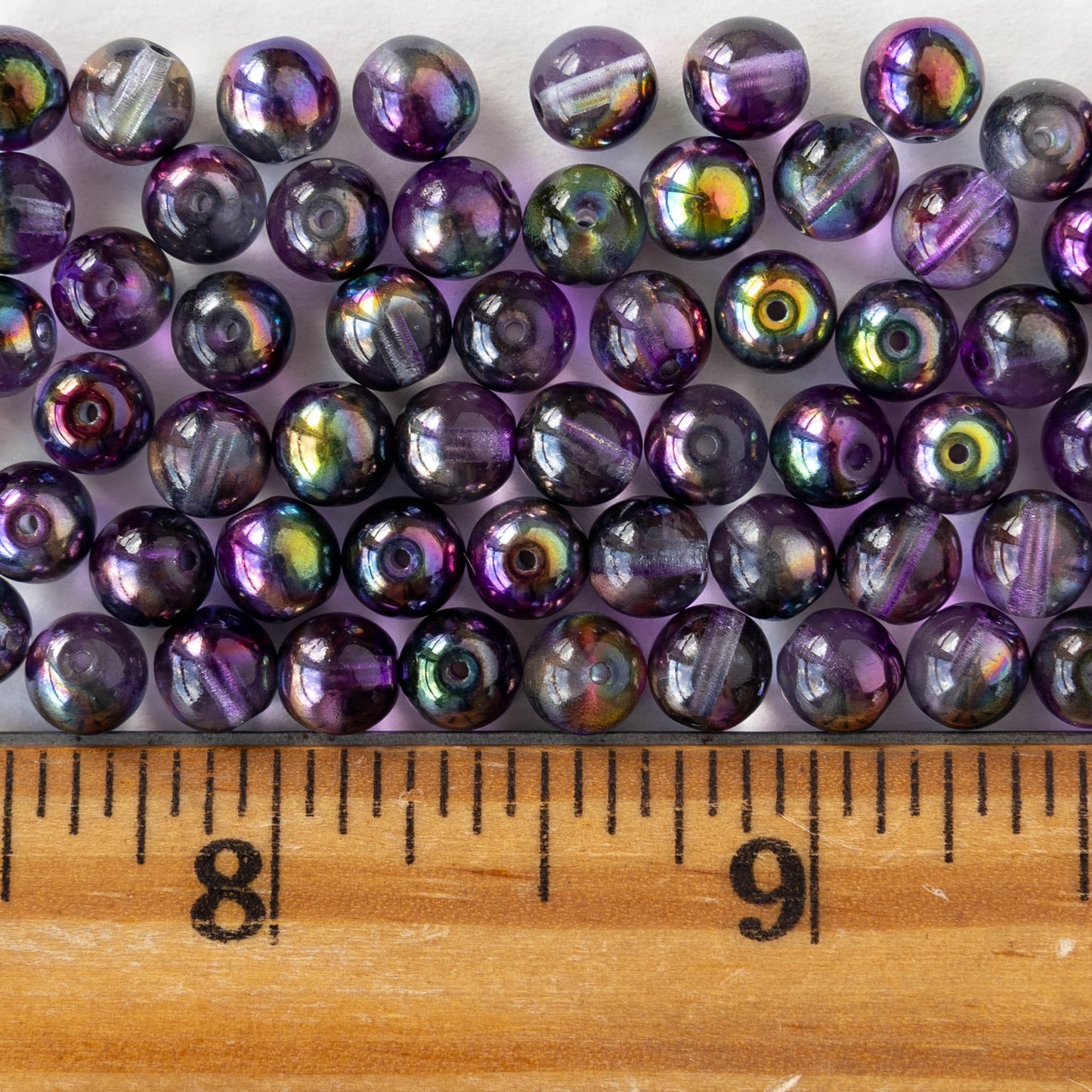 6mm Round Glass Beads - Crystal Magic Purple - 50 or 100 beads