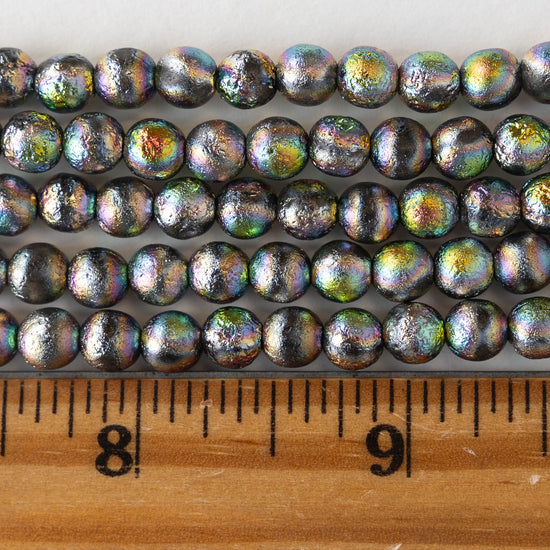 6mm Round Glass Beads - Etched Northern Lights - 25 beads