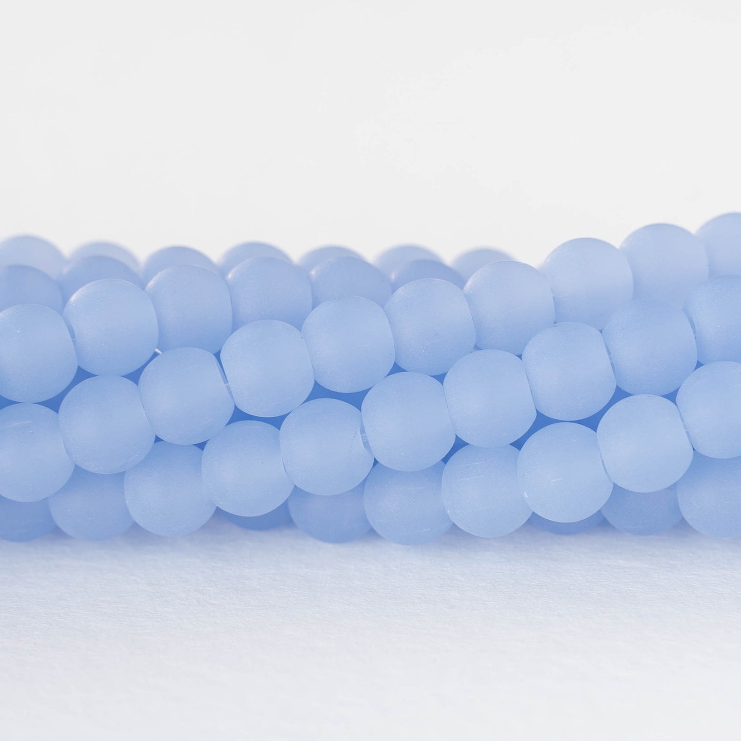 6mm Frosted Glass Rounds - Cornflower Blue - 16 inches - 70 beads