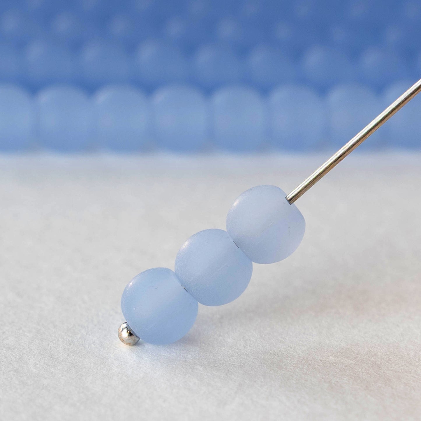 6mm Frosted Glass Rounds - Cornflower Blue - 16 inches - 70 beads