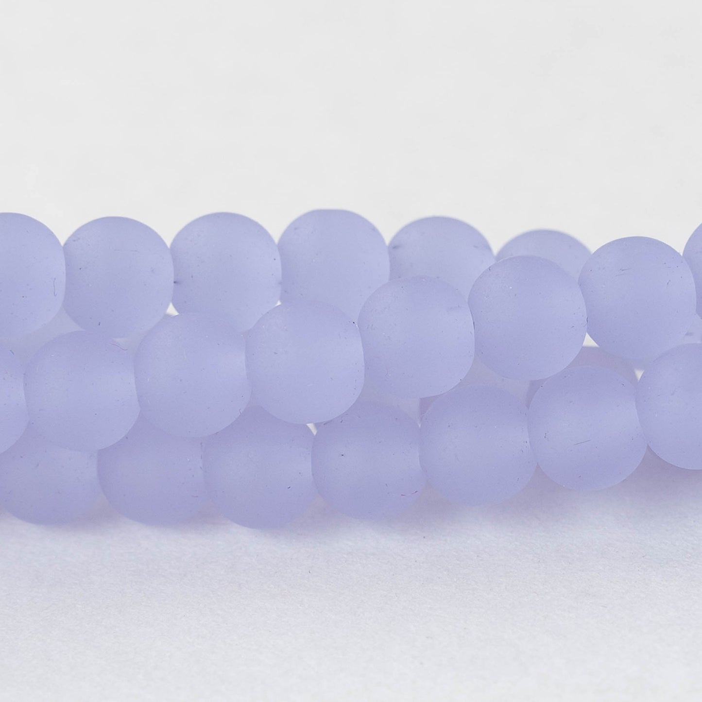 6mm Frosted Glass Round Beads - Opaque Frosted Lavender - 16 Inches