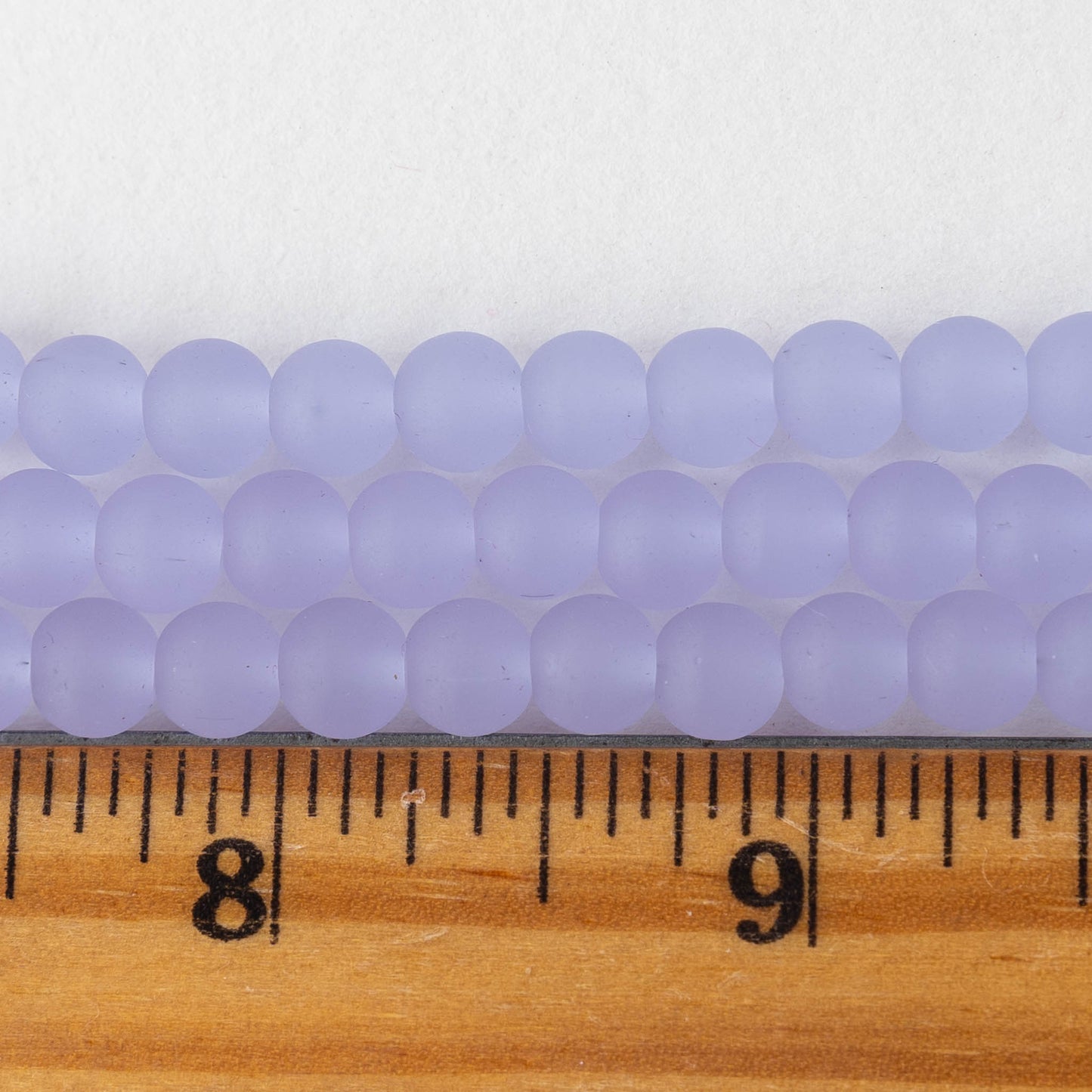 6mm Frosted Glass Round Beads - Opaque Frosted Lavender - 16 Inches