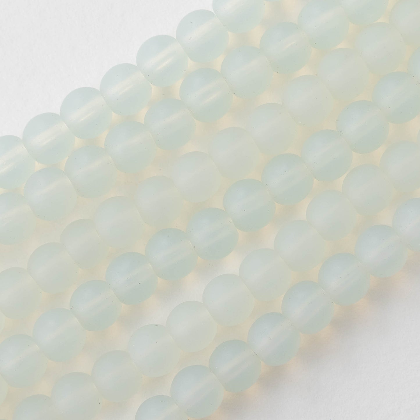 6mm Frosted Glass Rounds - Moonstone Opal - 16 Inches