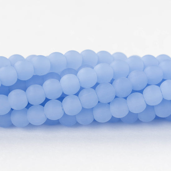 6mm Frosted Glass Rounds - Opaque Lt. Periwinkle Blue - 16 Inches