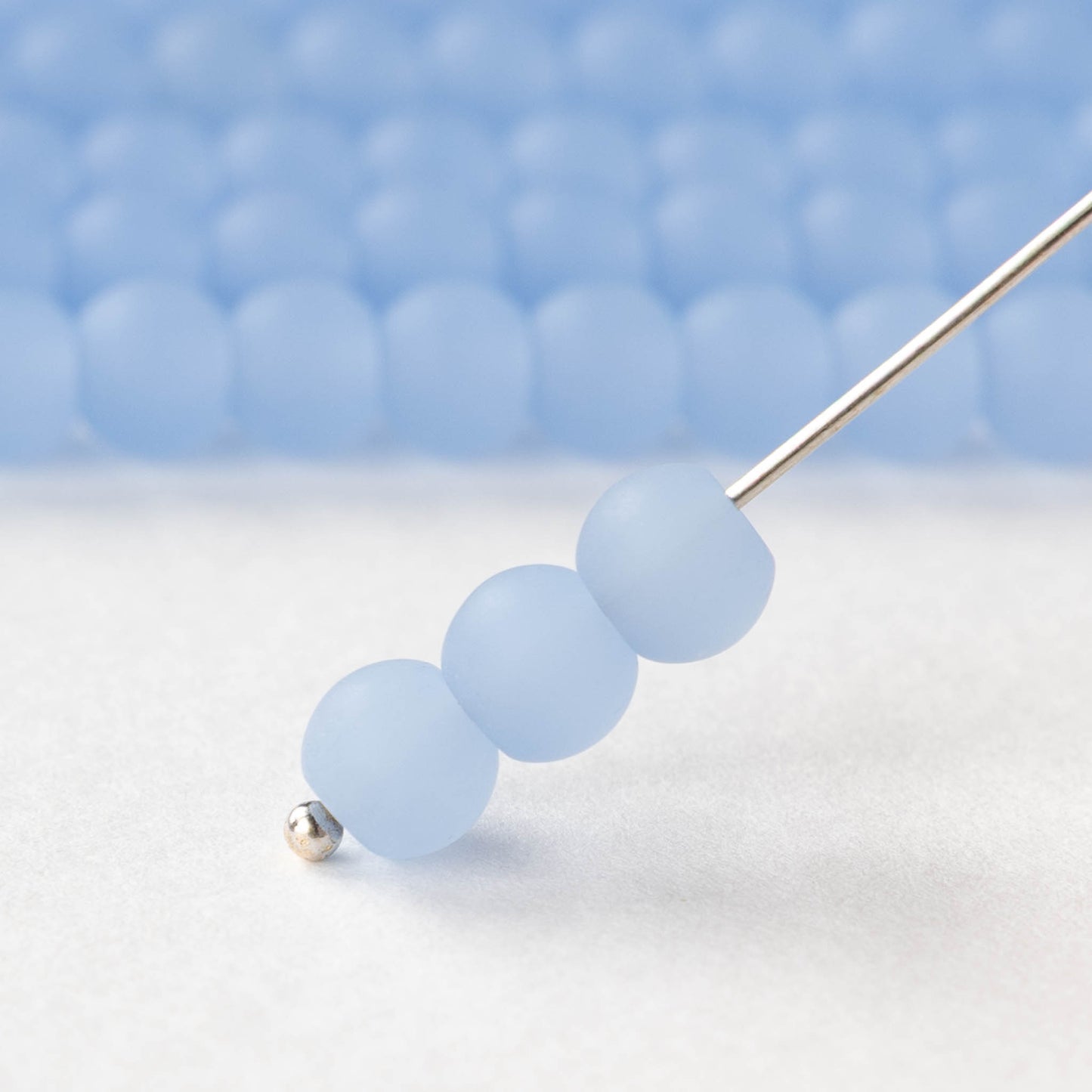 6mm Frosted Glass Rounds - Opaque Lt. Periwinkle Blue - 16 Inches