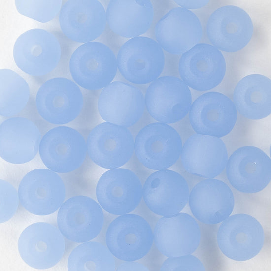 6mm Frosted Glass Rounds - Opaque Lt. Periwinkle Blue - 16 Inches
