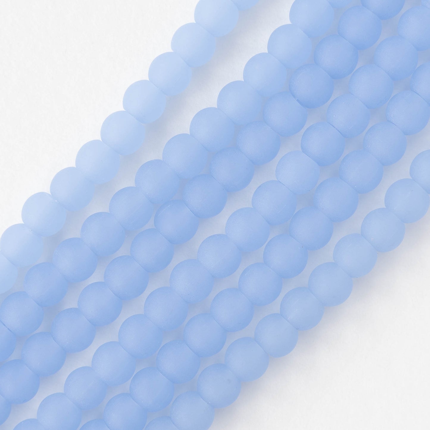 6mm Frosted Glass Rounds - Opaque Lt. Periwinkle Blue - 16 Inches