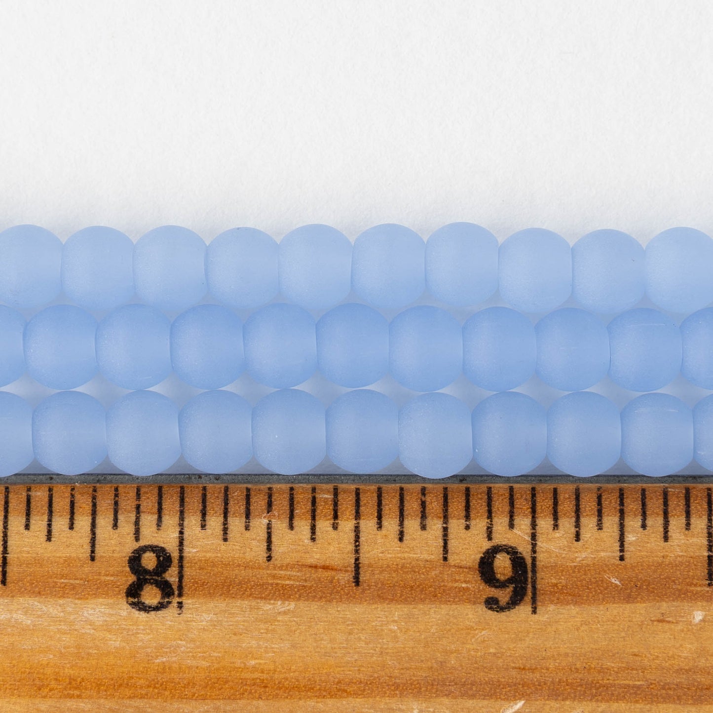 6mm Frosted Glass Rounds - Opaque Lt. Periwinkle Blue - 16 Inches