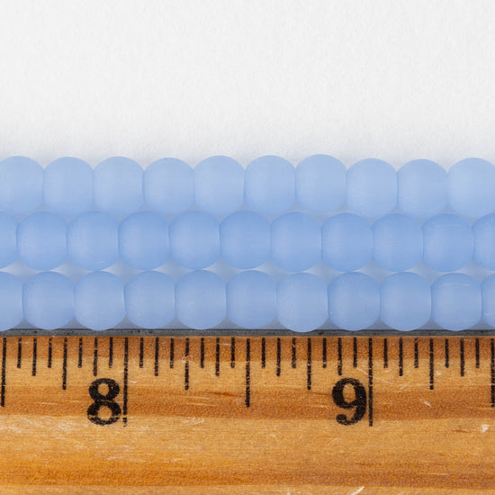 6mm Frosted Glass Rounds - Opaque Lt. Periwinkle Blue - 16 Inches