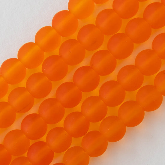 Load image into Gallery viewer, 6mm Frosted Glass Rounds - Orange - 16 Inches
