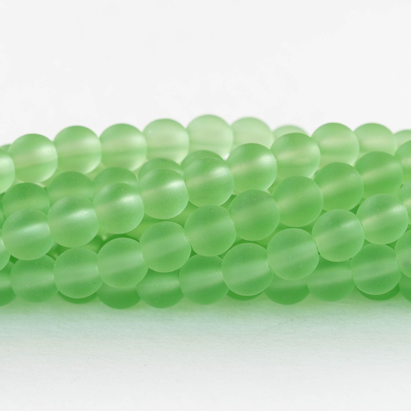6mm Frosted Glass Rounds - Peridot Green - 16 Inches