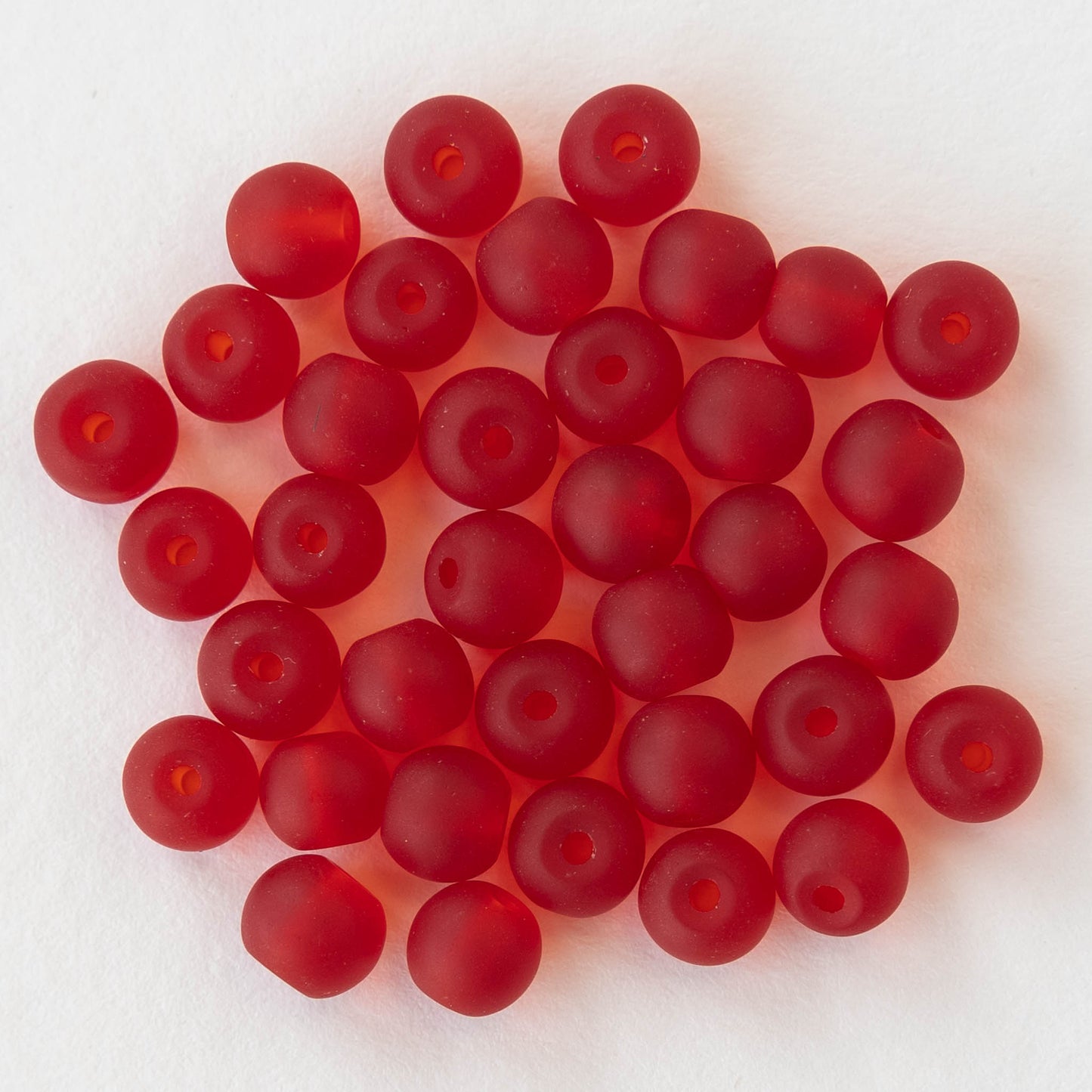 Load image into Gallery viewer, 6mm Frosted Glass Round Beads - Red - 16 Inches
