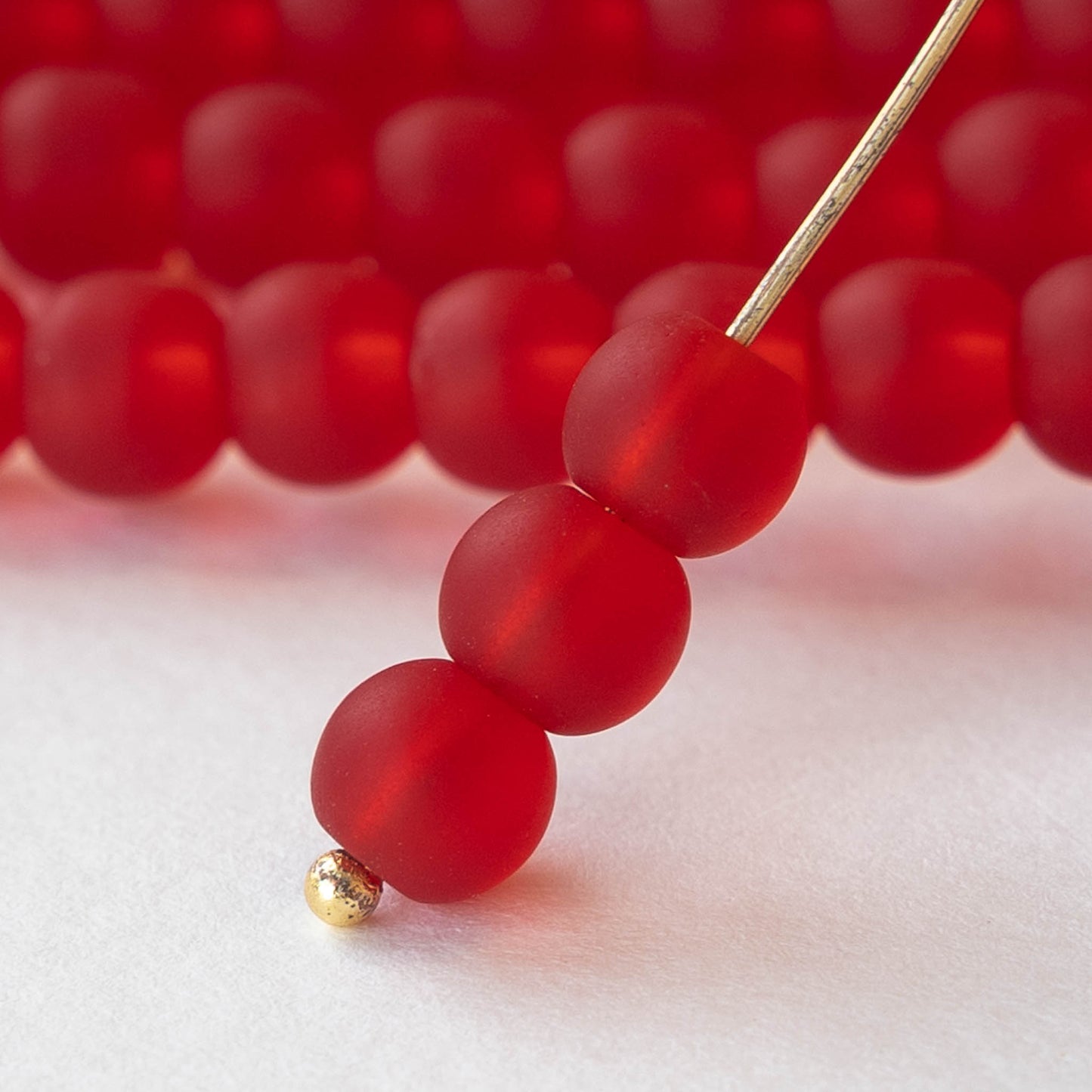 Load image into Gallery viewer, 6mm Frosted Glass Round Beads - Red - 16 Inches
