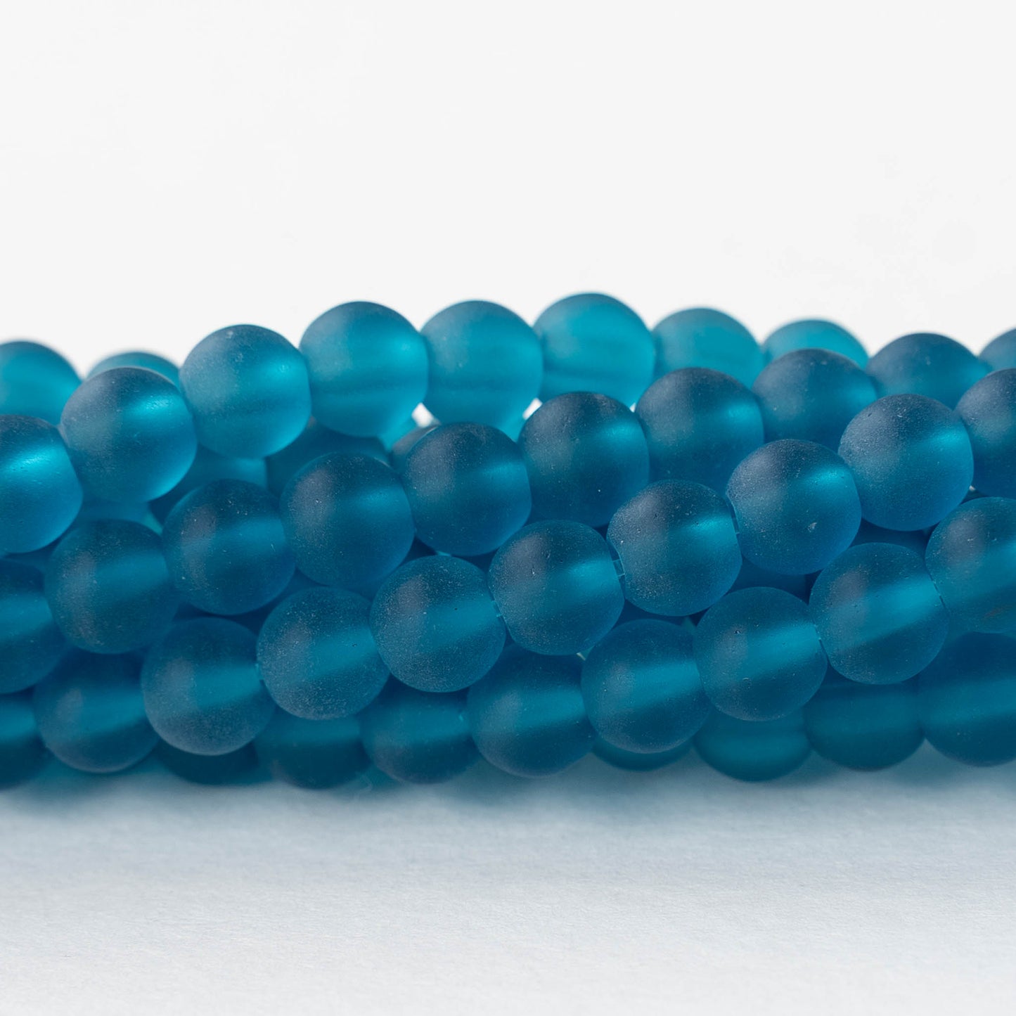 6mm Frosted Glass Rounds - Capri Blue - 70 beads