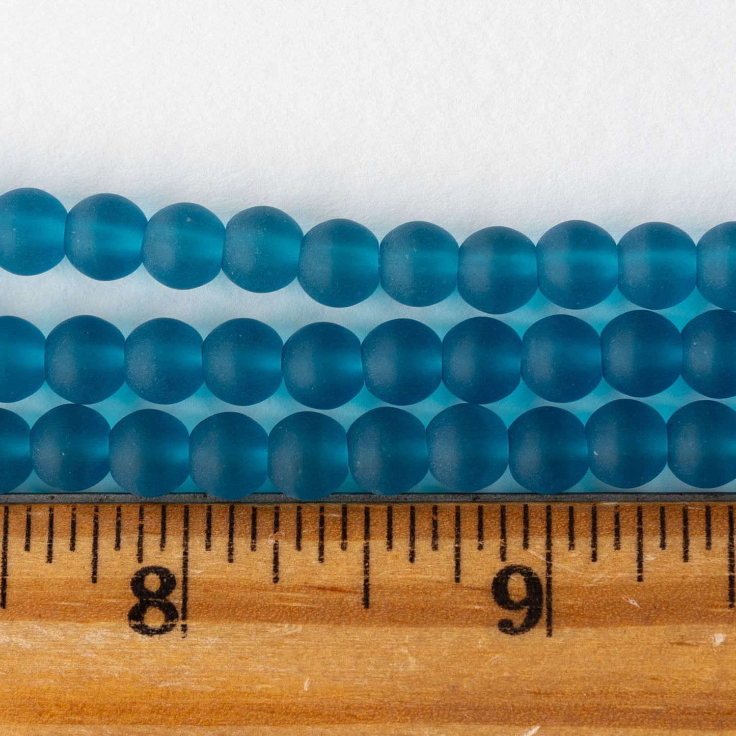6mm Frosted Glass Rounds - Capri Blue - 70 beads