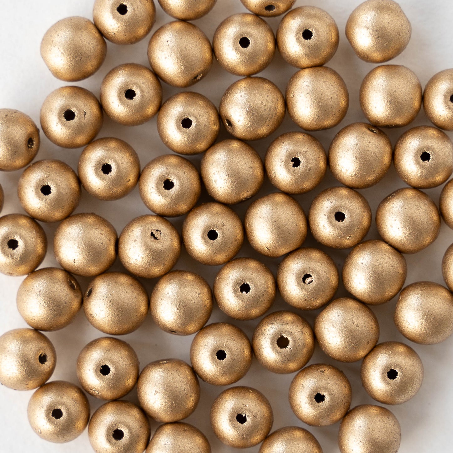 6mm Round Glass Beads - Matte Aztec Gold - 50 beads