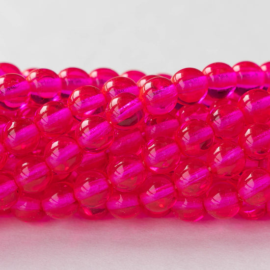 Faceted Glass Beads 8mm x 6mm - Frosted Neon Pink - 1 Strand 72