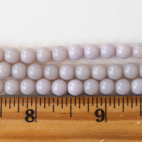 6mm Round Glass Beads - Very Light Lavender - 30 Beads