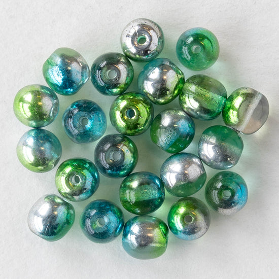 6mm Round Glass Beads - Laguna Celestial - 25 Beads