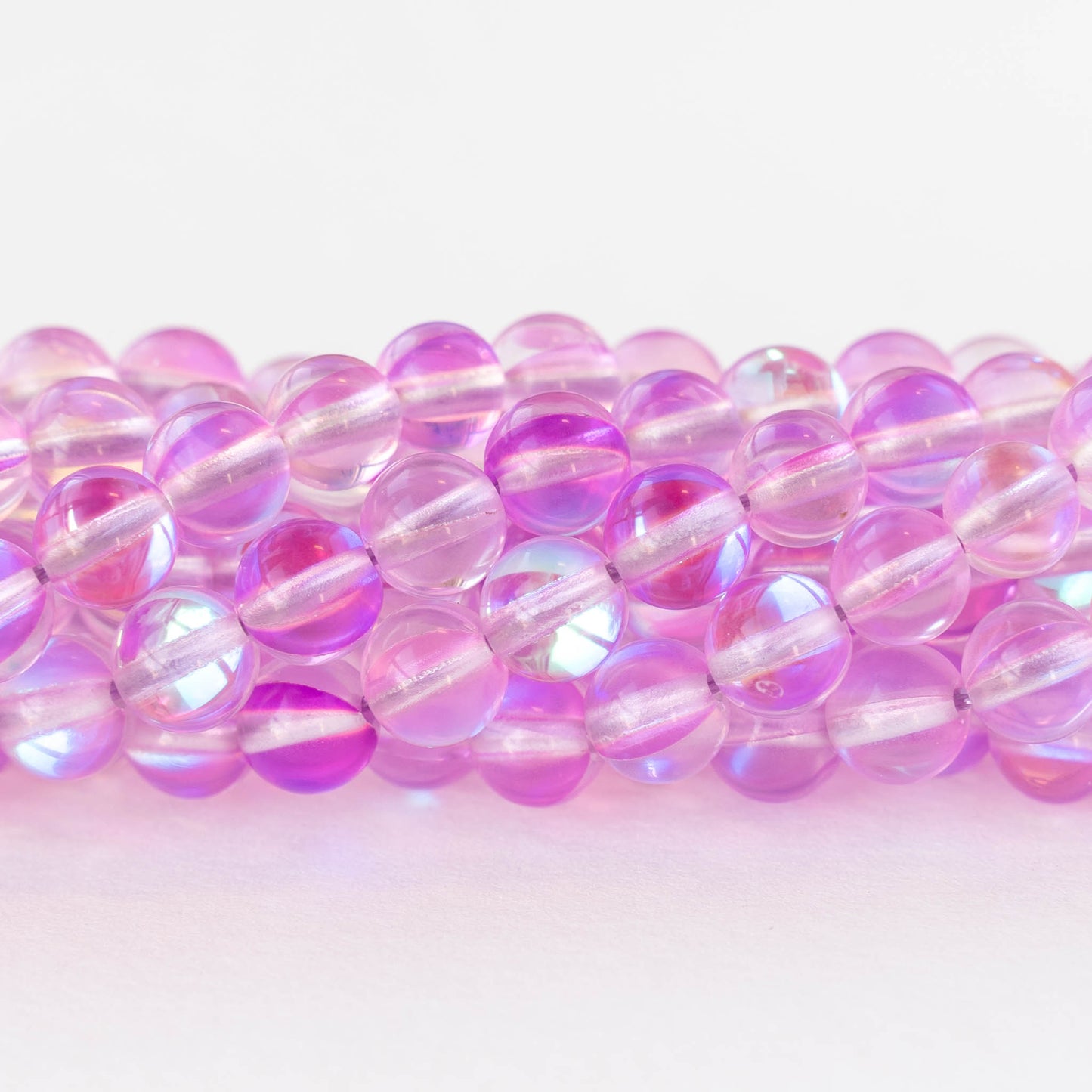 6mm Round Glass Beads - Light Pink Aura - 30 beads