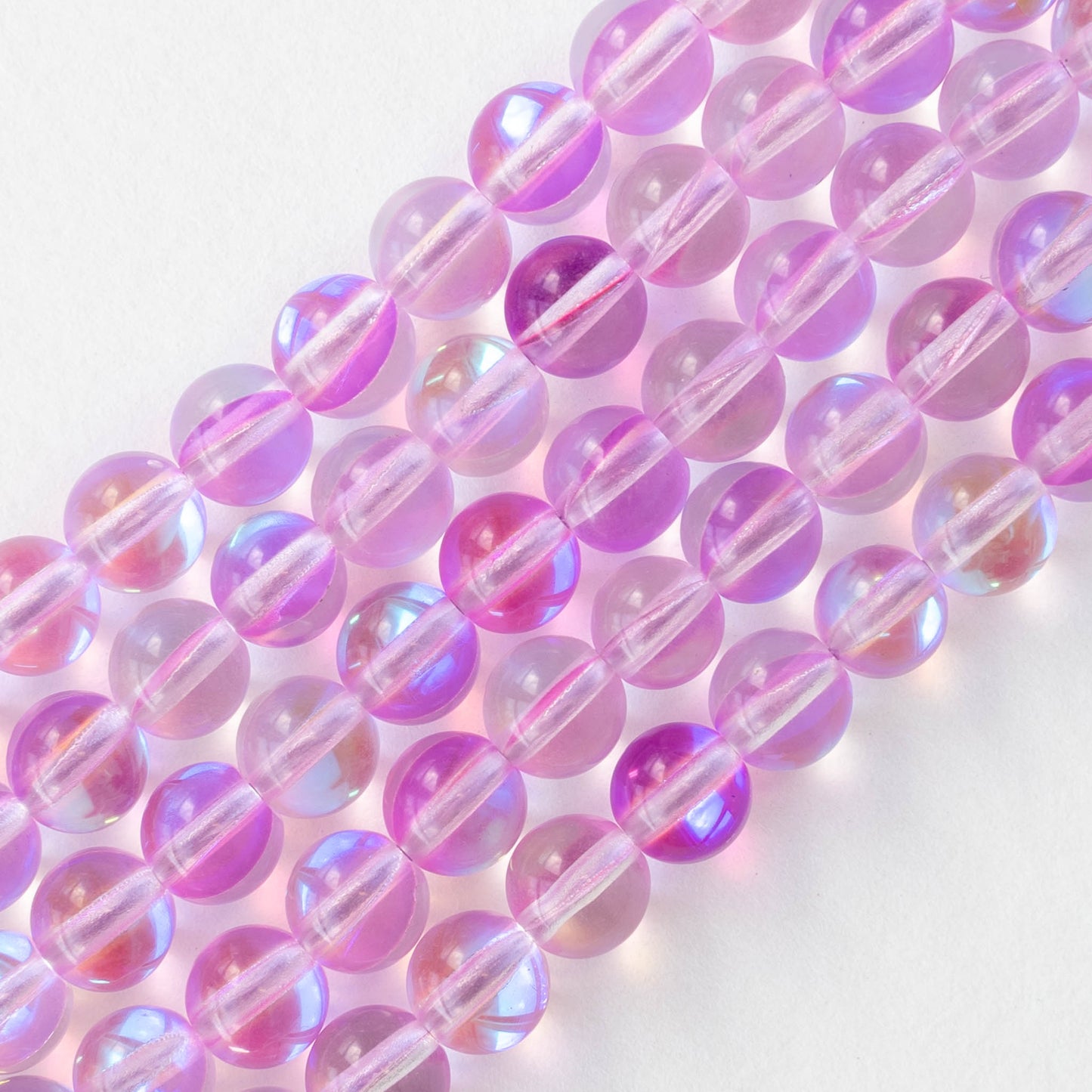 6mm Round Glass Beads - Light Pink Aura - 30 beads
