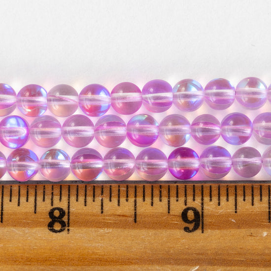 6mm Round Glass Beads - Light Pink Aura - 30 beads