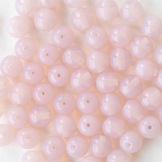 6mm Round Glass Beads - Light Pink Opaline - 50 Beads