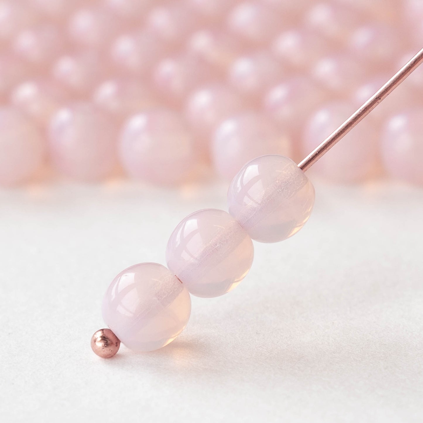 6mm Round Glass Beads - Light Pink Opaline - 50 Beads