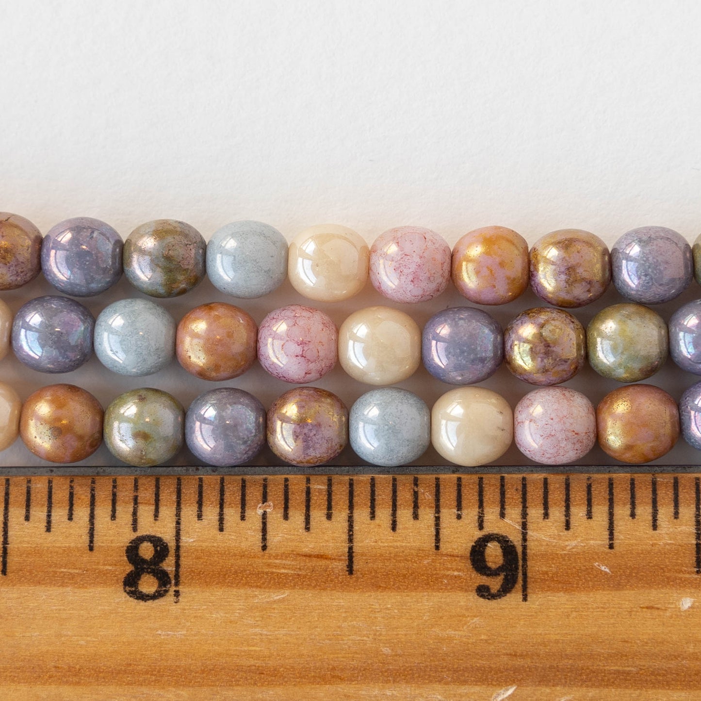 6mm Round Glass Beads - Opaque luster Mix - 50 beads