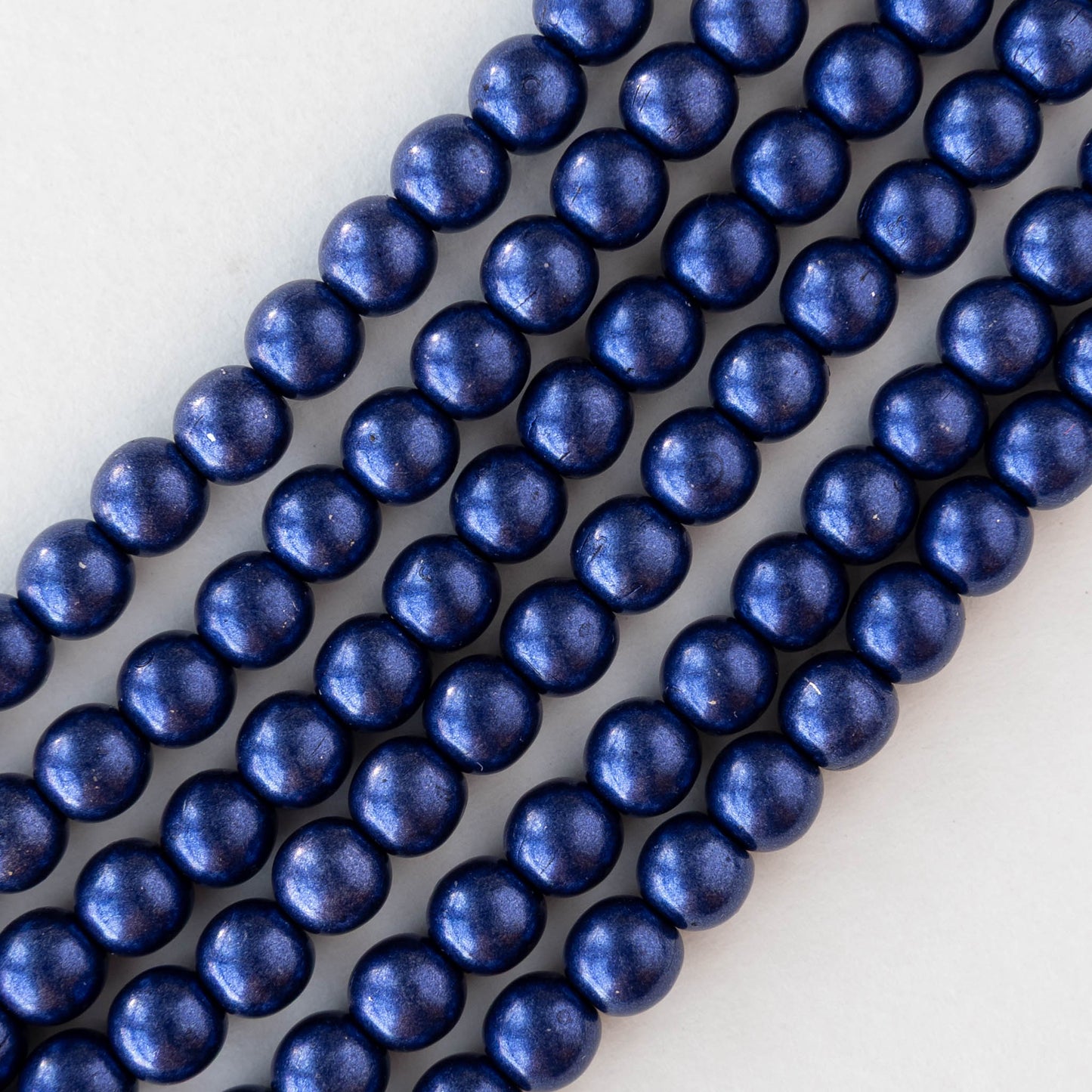 6mm Round Glass Beads - Metallic Midnight Blue - 50 beads