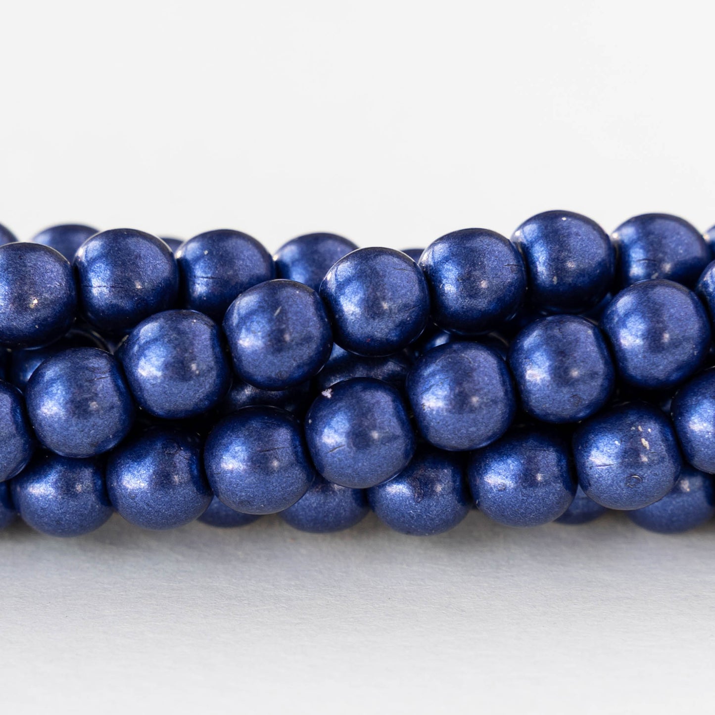 6mm Round Glass Beads - Metallic Midnight Blue - 50 beads
