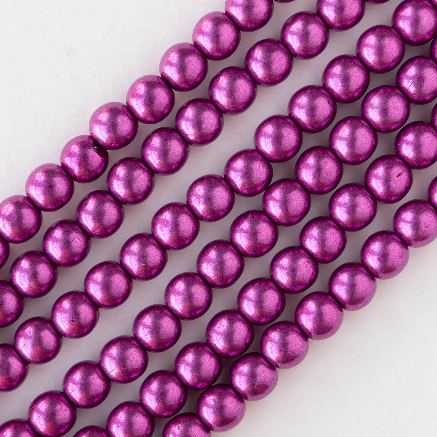 6mm Round Glass Beads - Metallic Fuchsia - 50 beads