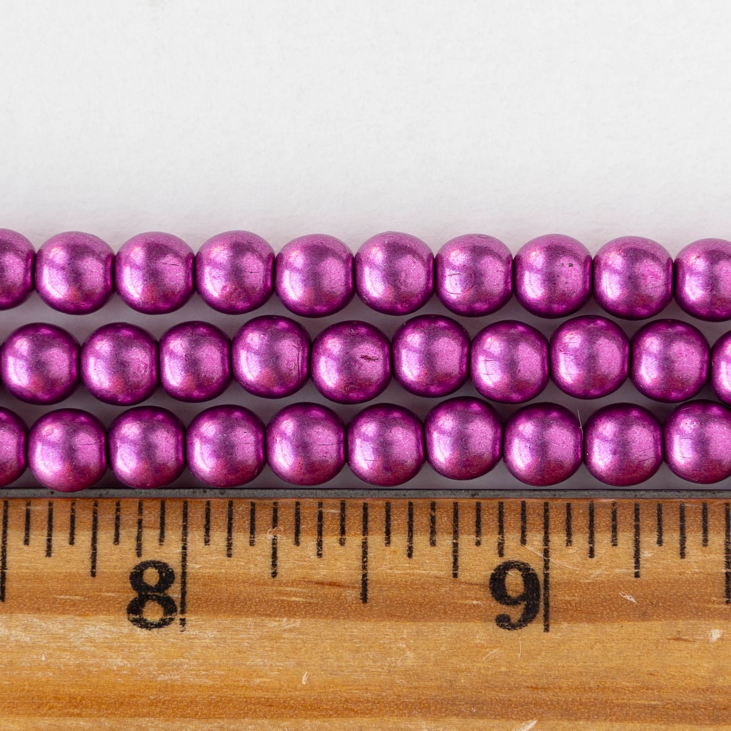 6mm Round Glass Beads - Metallic Fuchsia - 50 beads