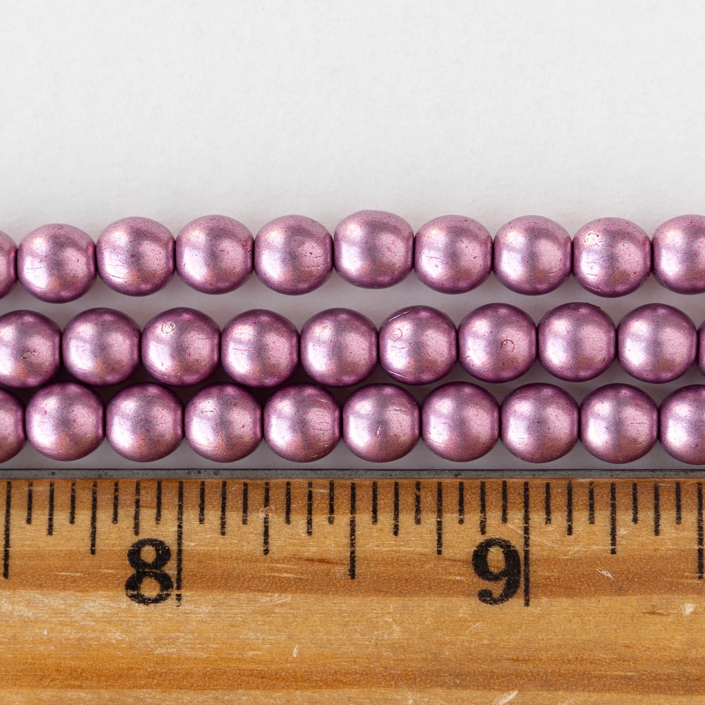 6mm Round Glass Beads - Metallic Light Pink - 50 beads