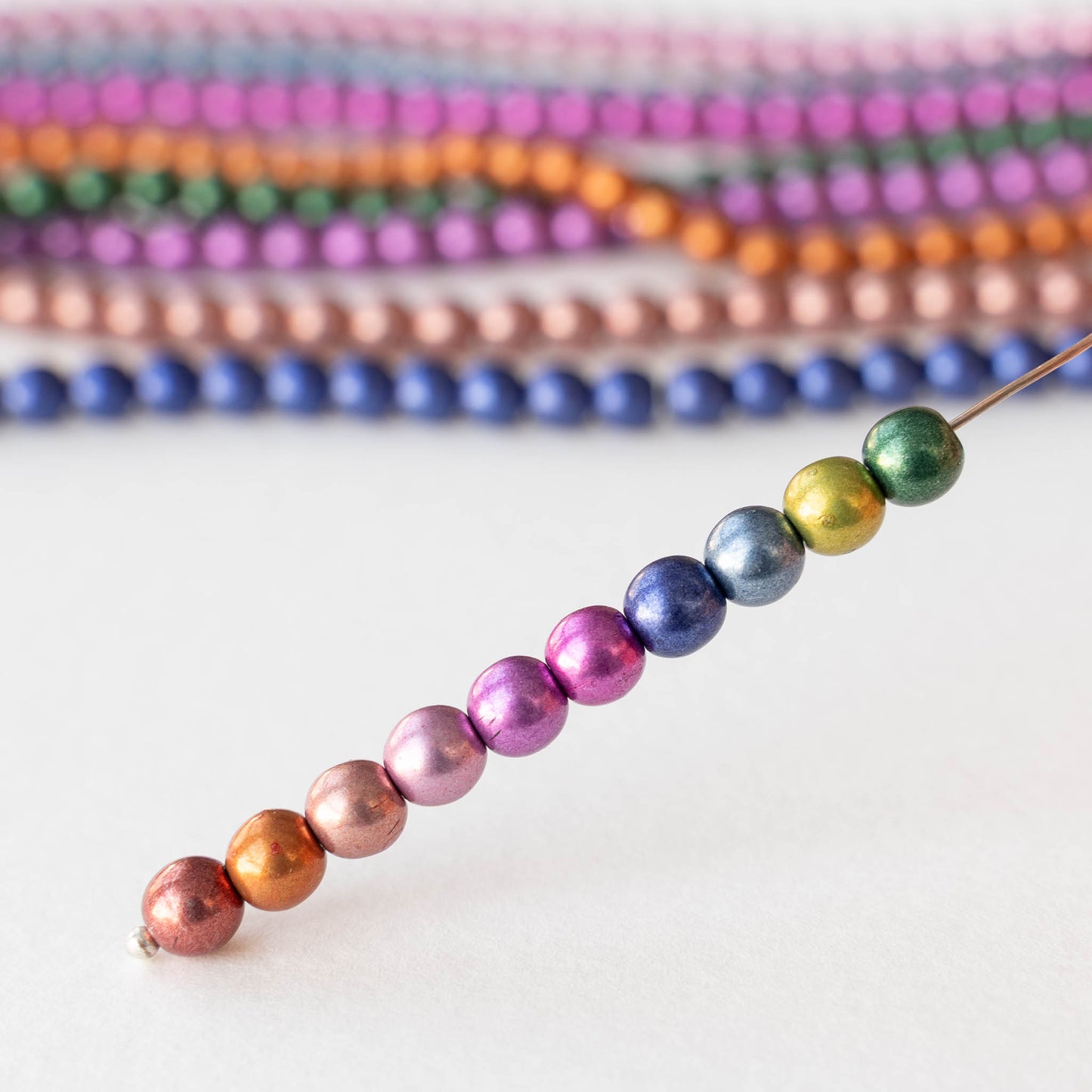 6mm Round Glass Beads - Saturated Metallic Mix - 100 beads