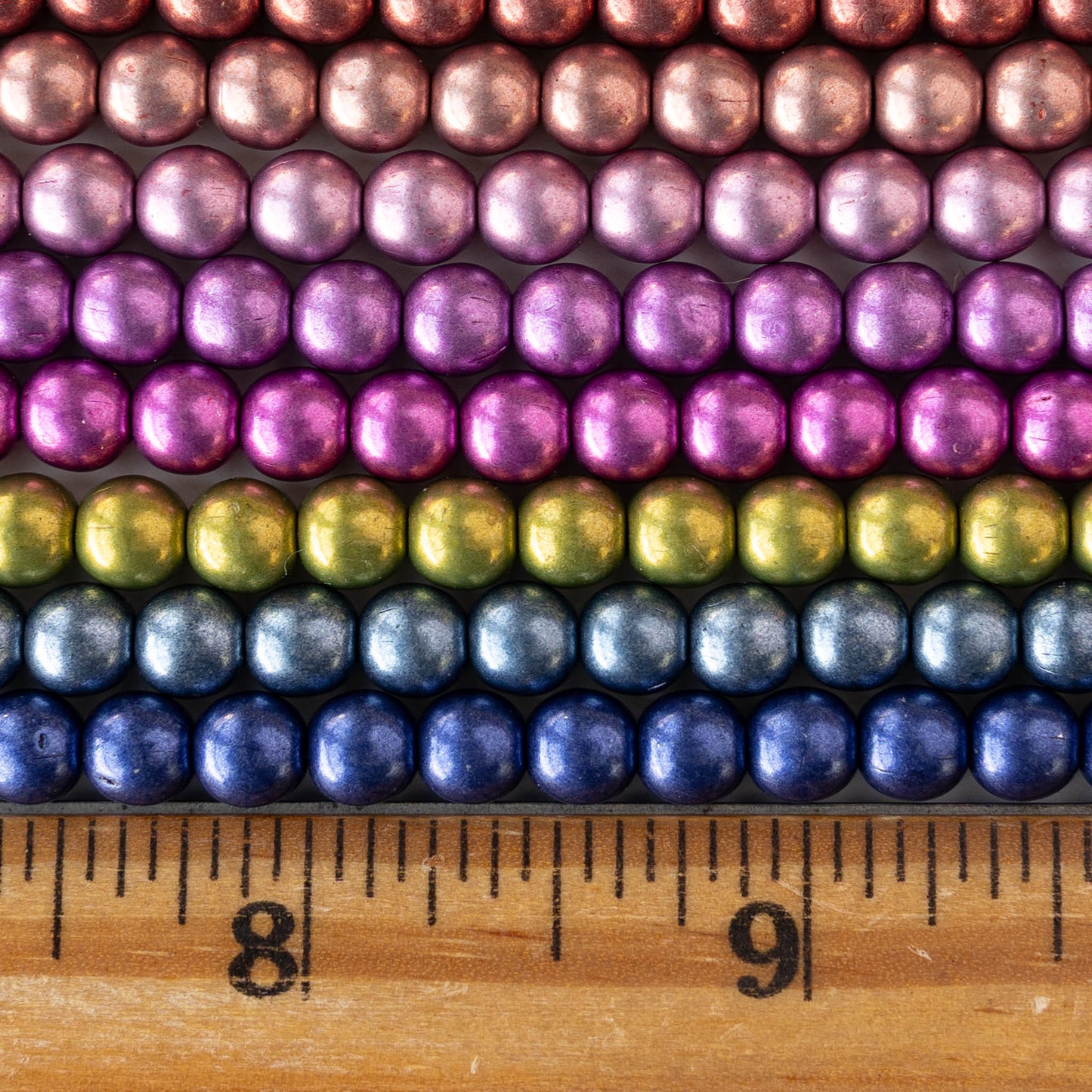 6mm Round Glass Beads - Saturated Metallic Mix - 100 beads