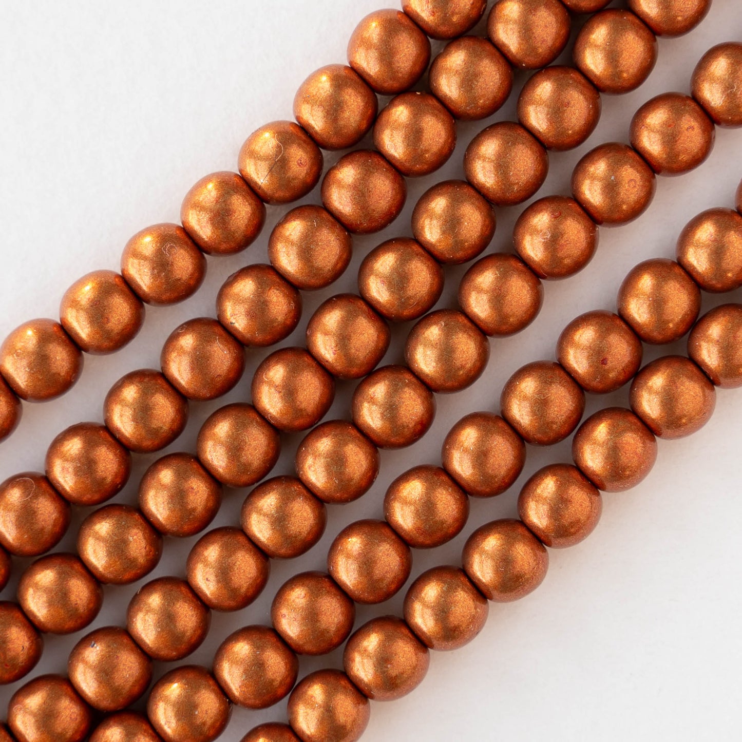 6mm Round Glass Beads - Metallic Orange - 50 beads