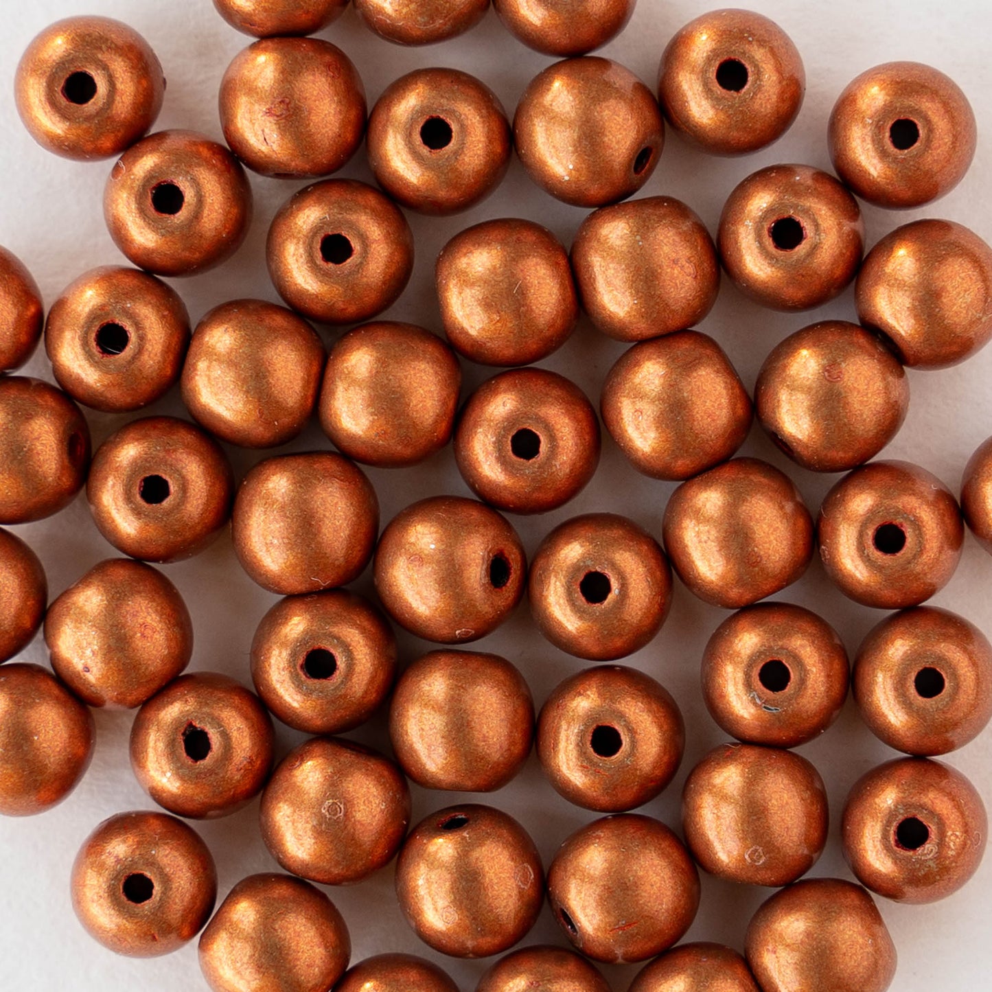 6mm Round Glass Beads - Metallic Orange - 50 beads