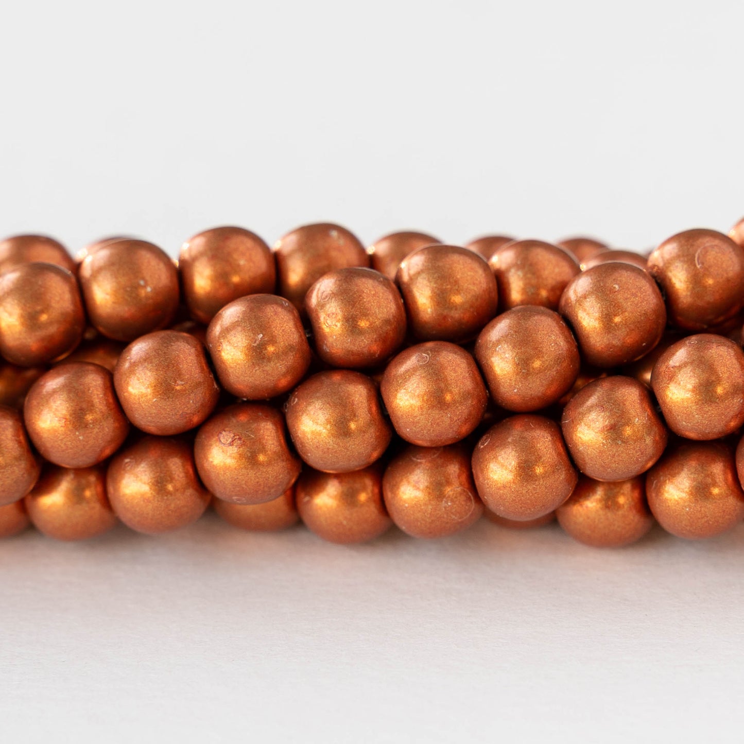 6mm Round Glass Beads - Metallic Orange - 50 beads
