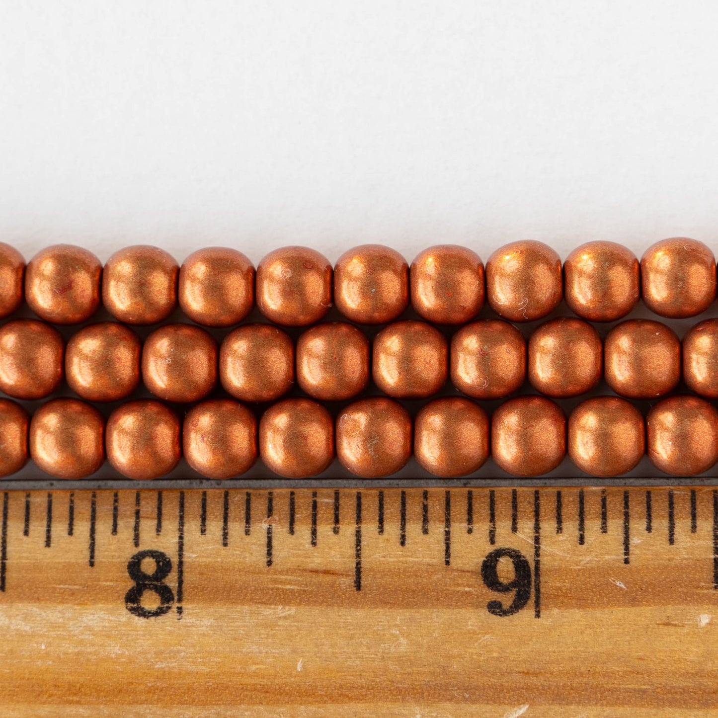 6mm Round Glass Beads - Metallic Orange - 50 beads