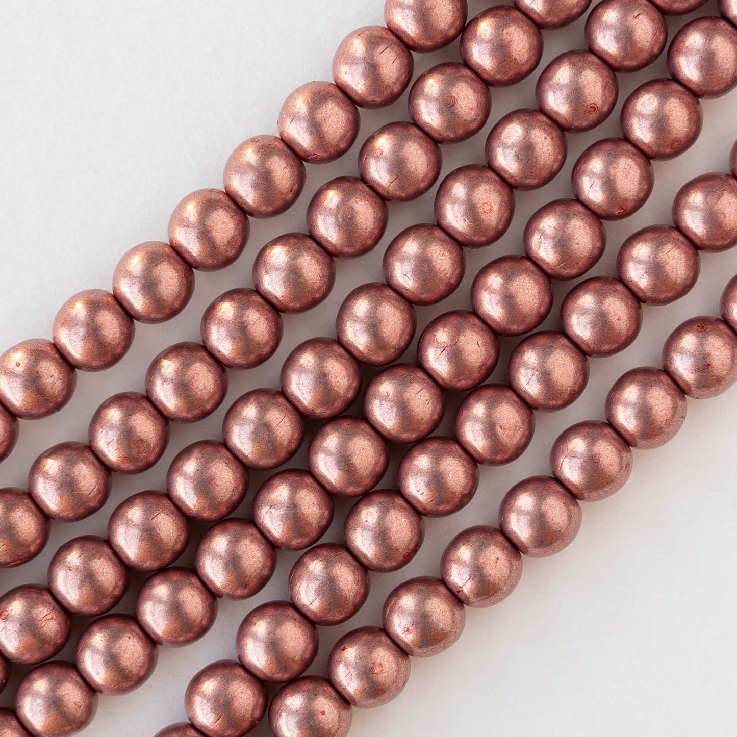 6mm Round Glass Beads - Metallic Peach - 50 beads