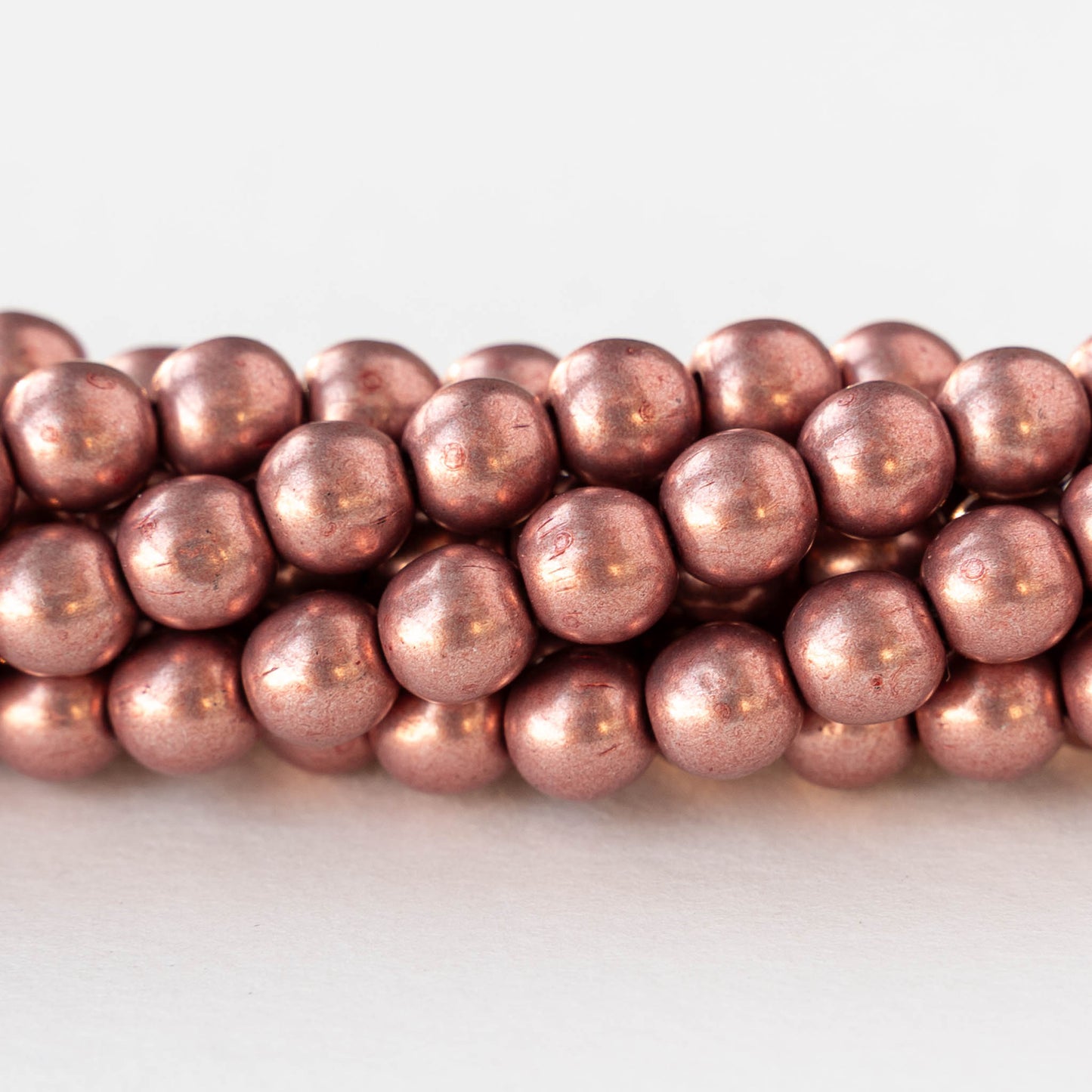 6mm Round Glass Beads - Metallic Peach - 50 beads