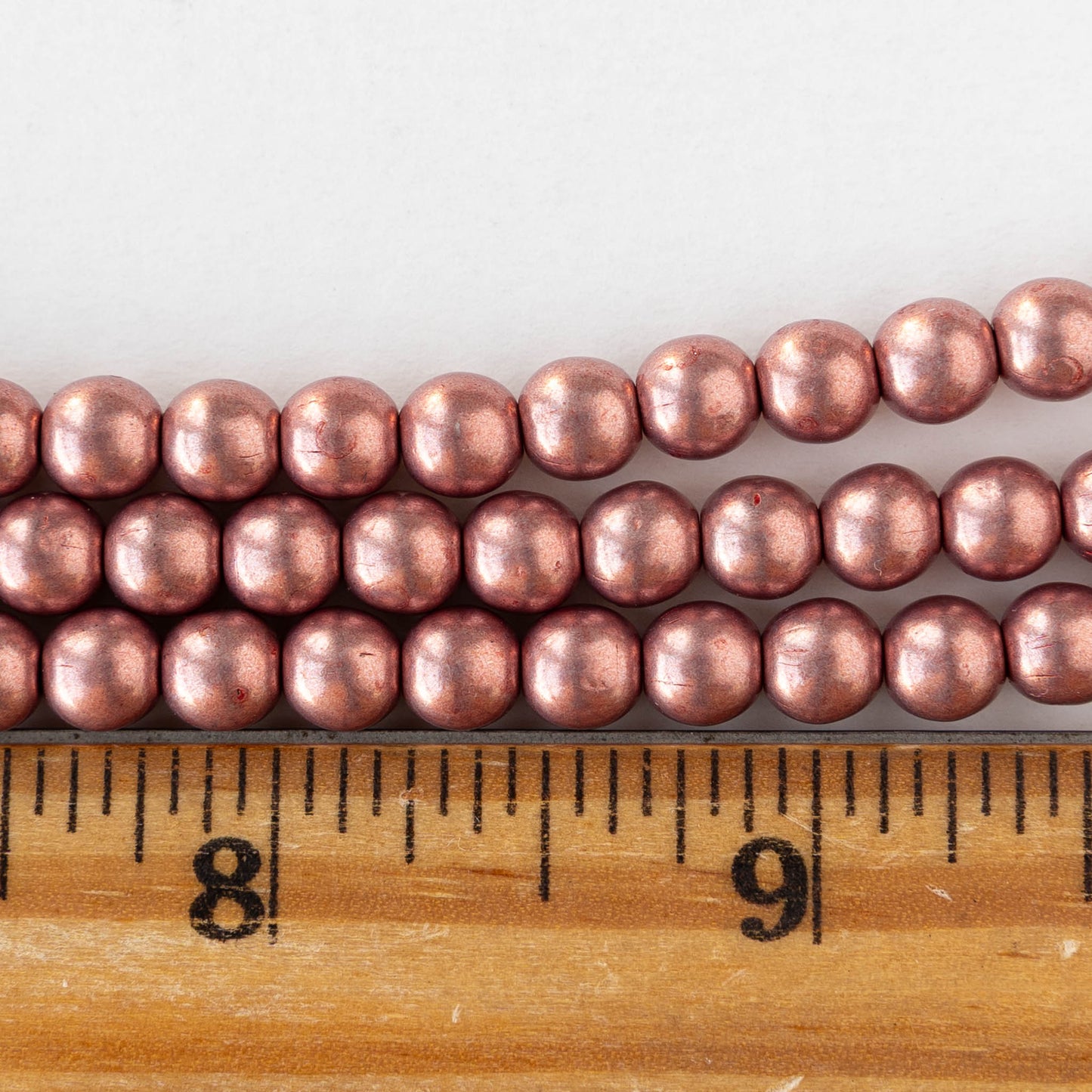 6mm Round Glass Beads - Metallic Peach - 50 beads