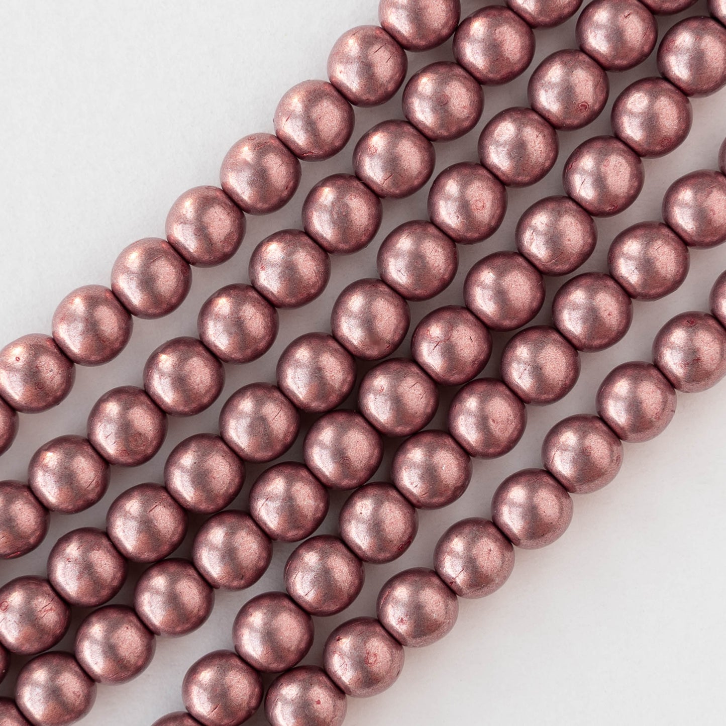 6mm Round Glass Beads - Metallic Peach - 50 beads