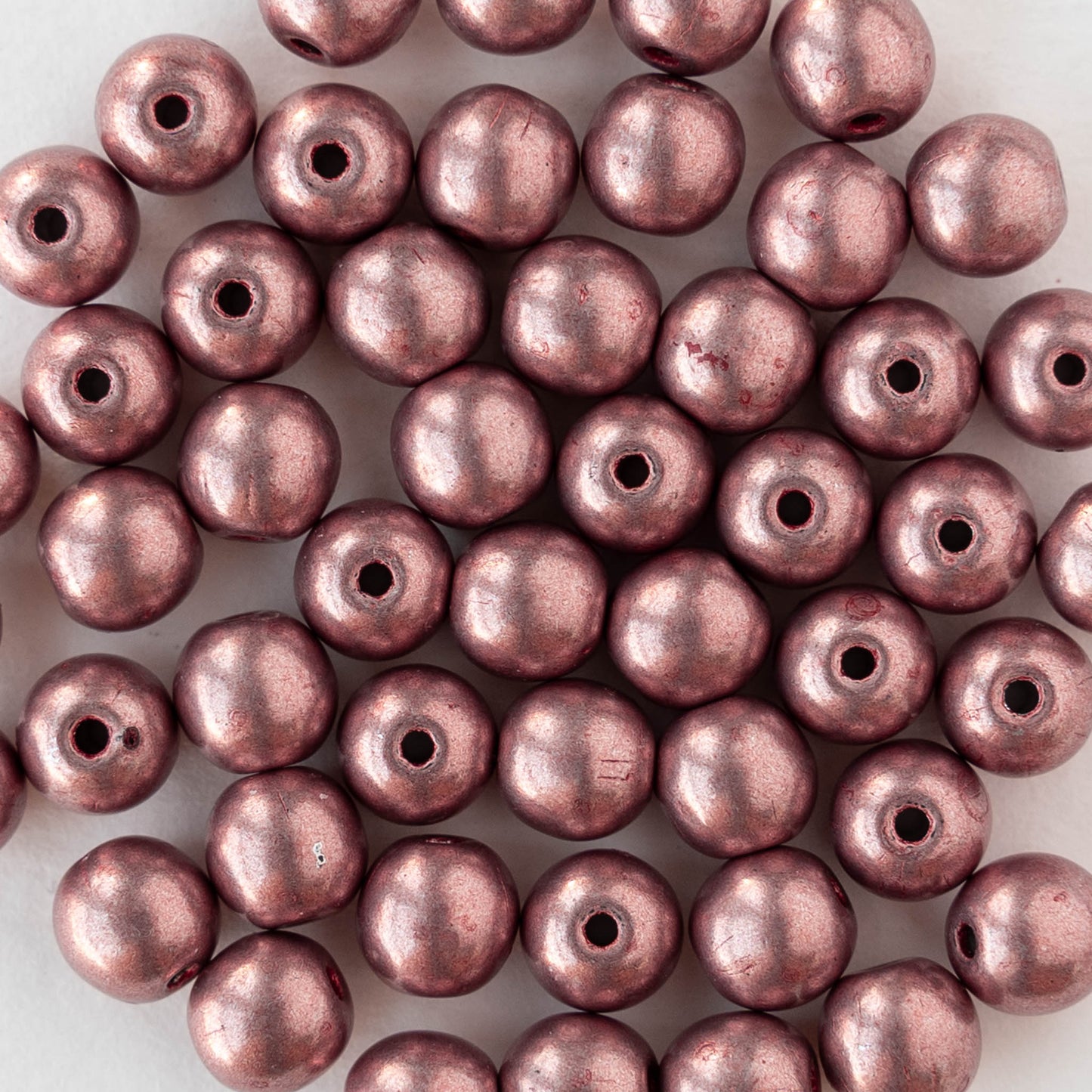 6mm Round Glass Beads - Metallic Peach - 50 beads